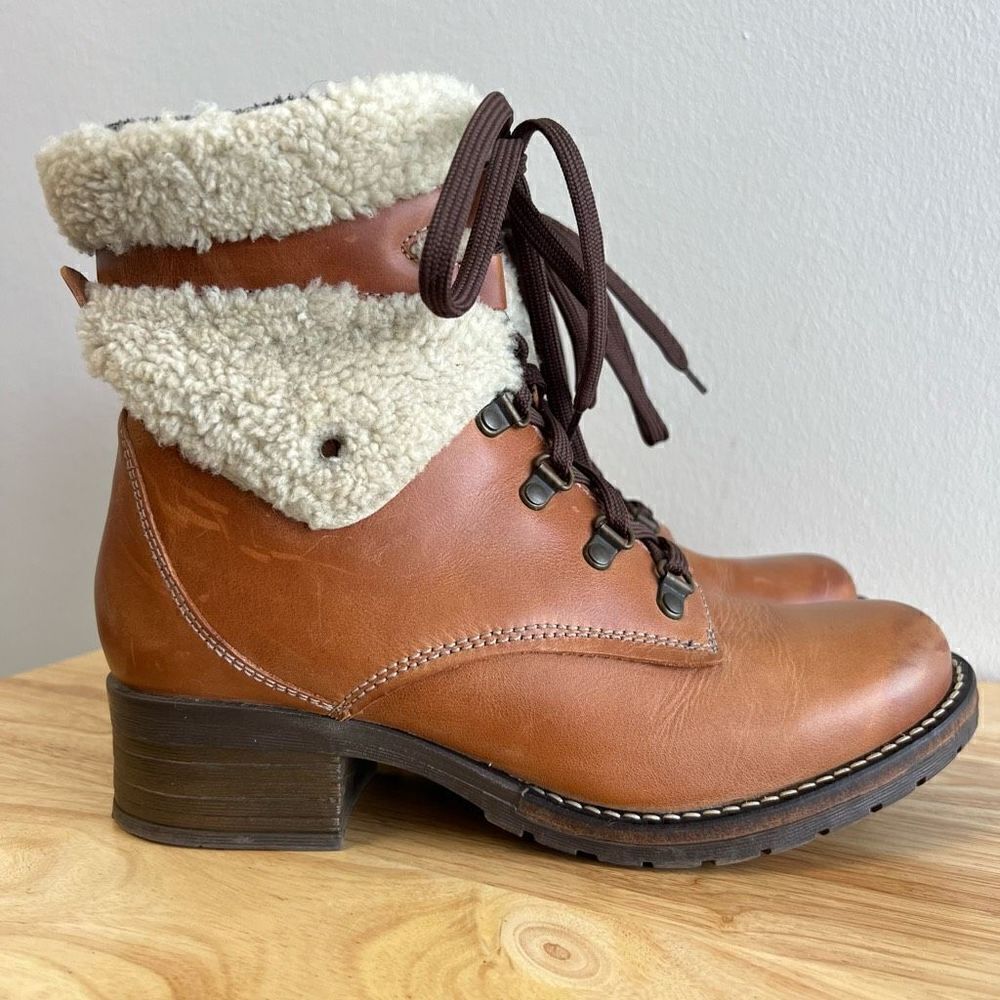 Dromedaris Leather Lace Up Ankle Boots- Kara Shearling Women’s EU 41 US 11 - Picture 2 of 13